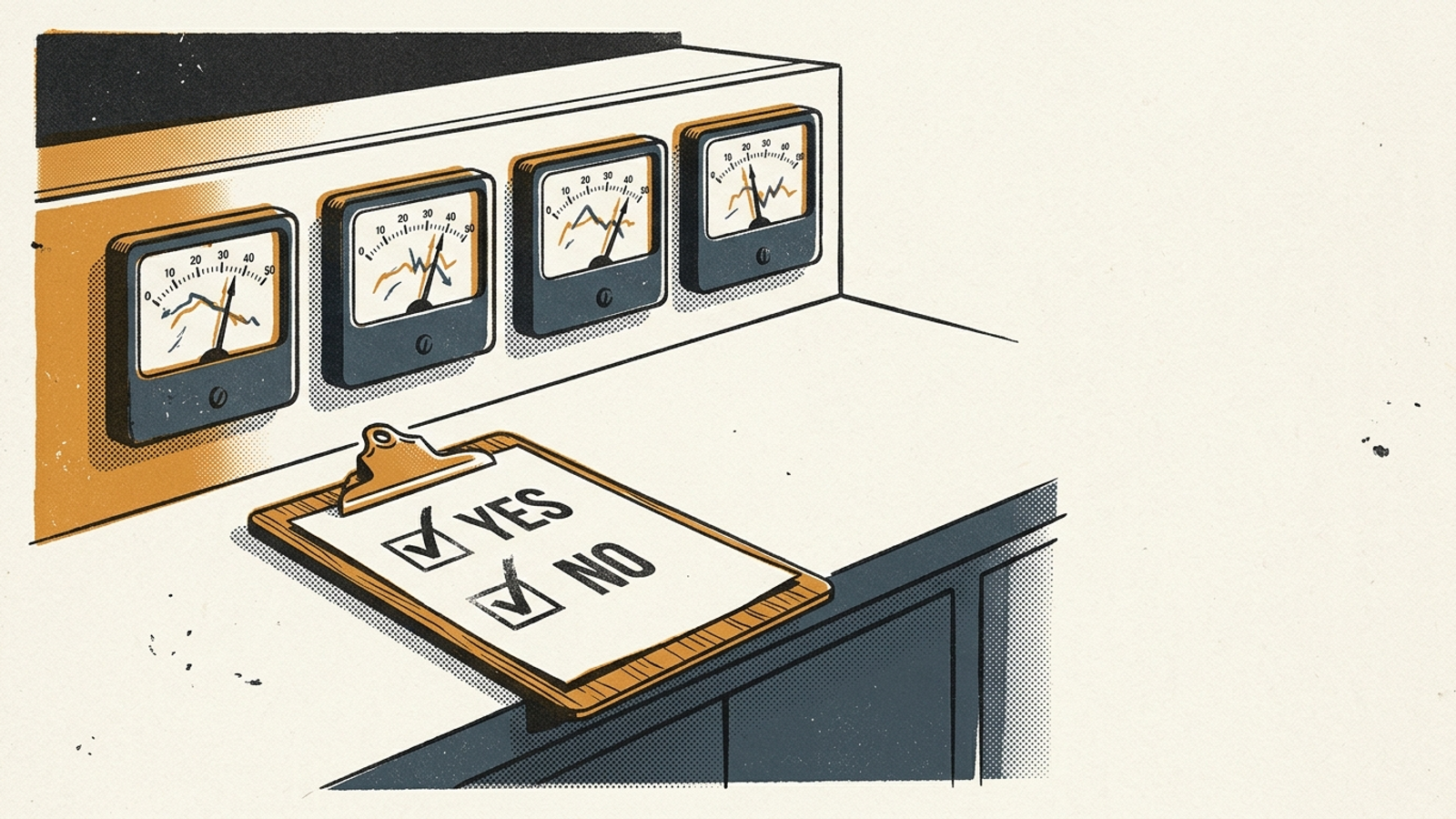 Illustration of shifting dials and numbers representing unstable search visibility results