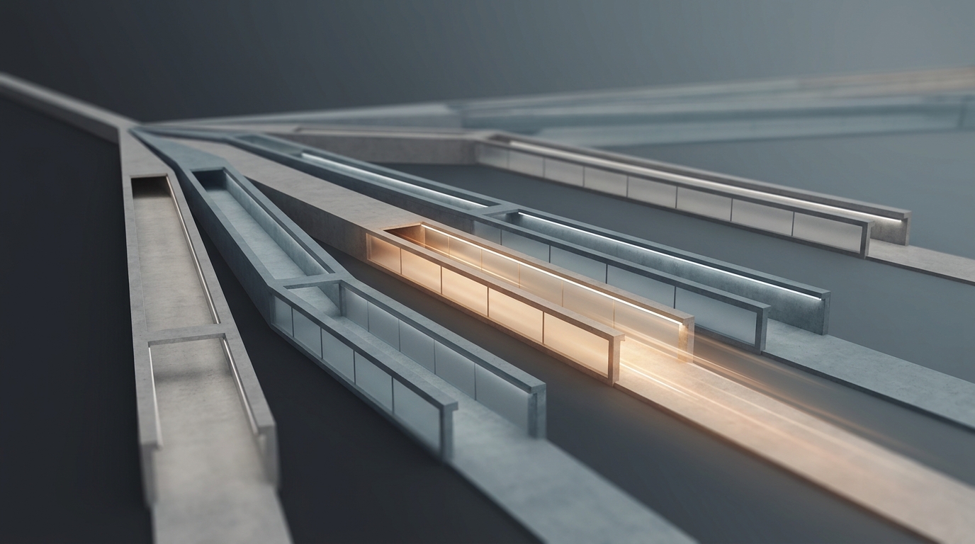 Six distinct paths converging toward a single glowing autonomous route, symbolizing the comparison of Adzooma alternatives in 2026