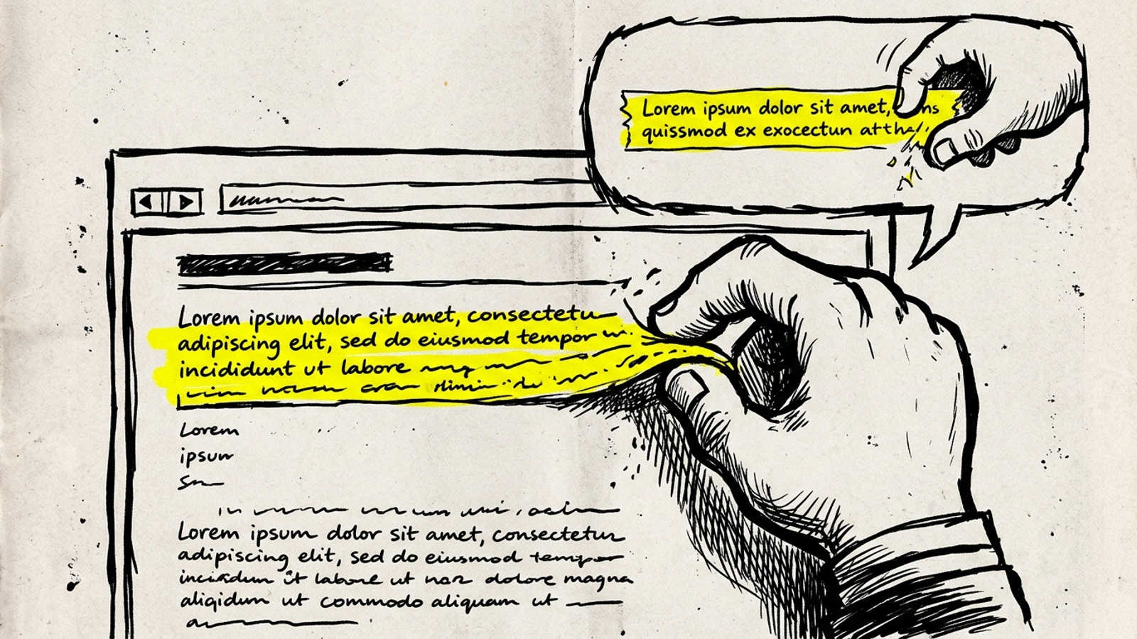 Illustration of a highlighted webpage answer being lifted into a chat response